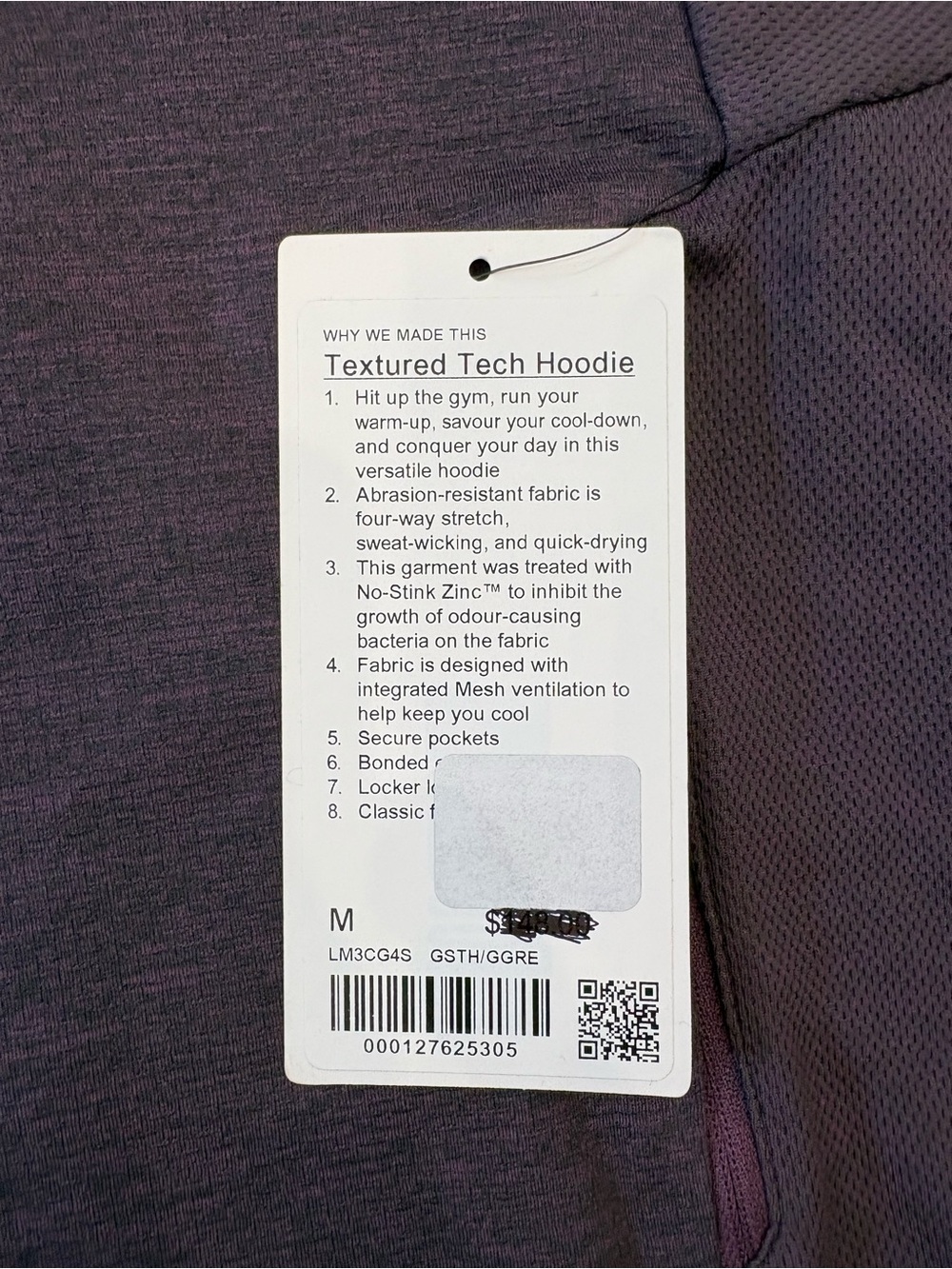 NWT Men's Lululemon Textured Tech Hoodie Heathered  Grape Thistle Color Medium - Picture 2 of 10